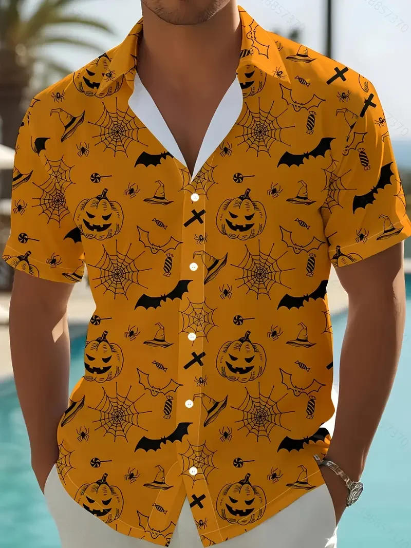 Men's Retro Halloween Fashion Short Sleeve Shirt
