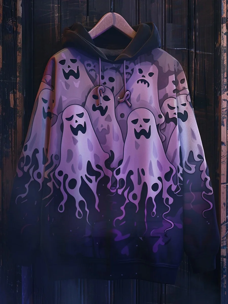 Men's Gothic Ghost Art Printed Hoodie