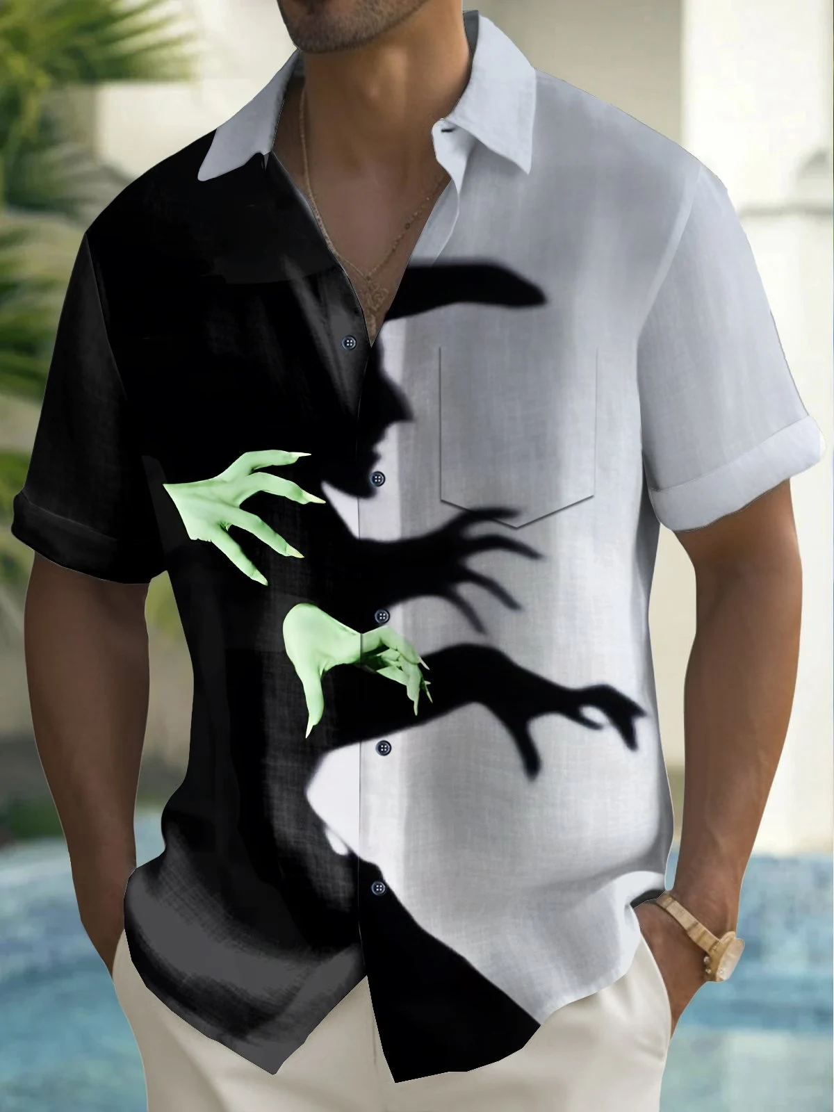 Men's Retro Halloween Fashion Short Sleeve Shirt