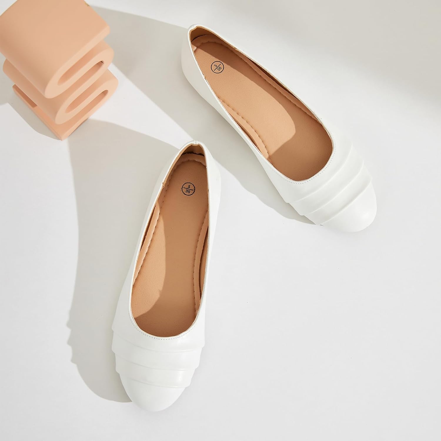 Flats for Women Dressy Comfortable Flats Shoes Womens Black Flats Leather Work Ballet Flats Round Toe Dress Shoes