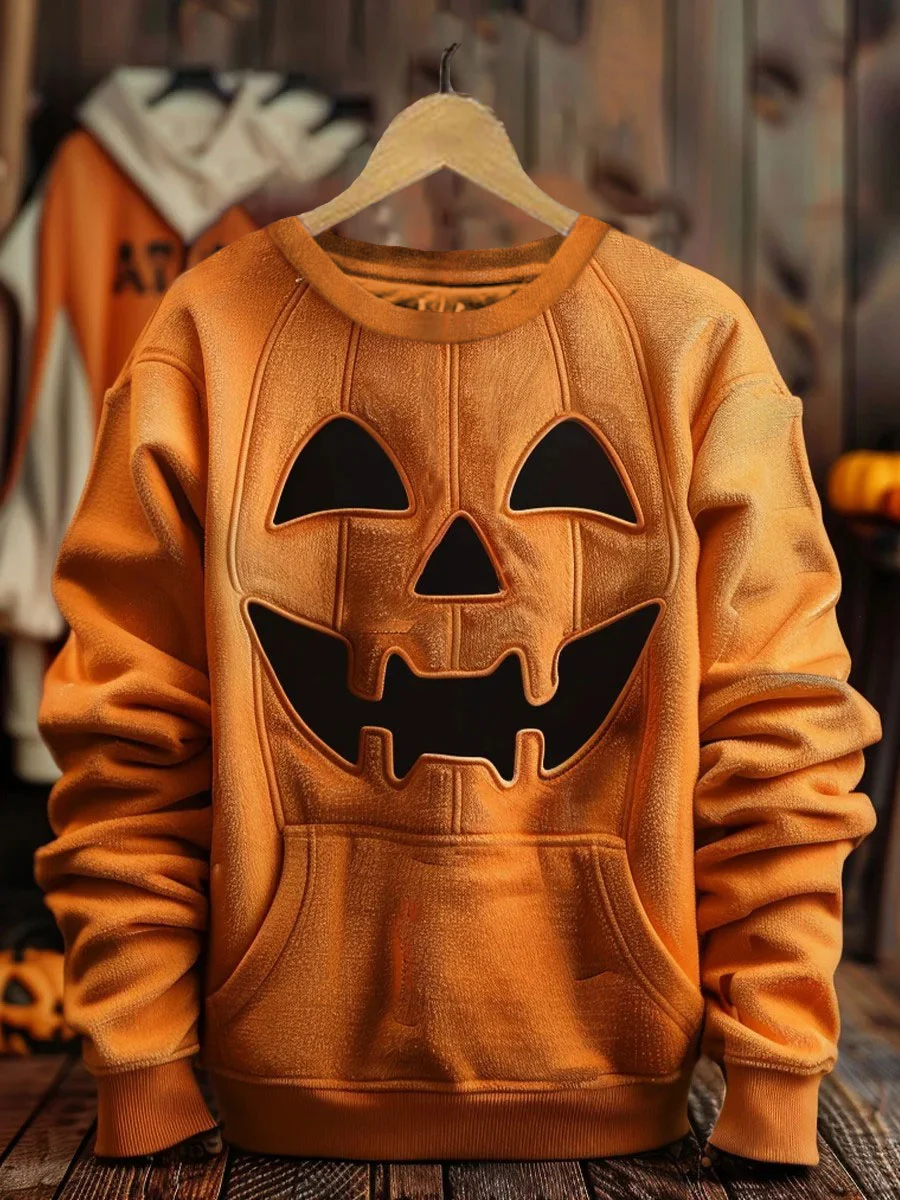 Men's Funny Halloween Pumpkin Printed Sweatshirt