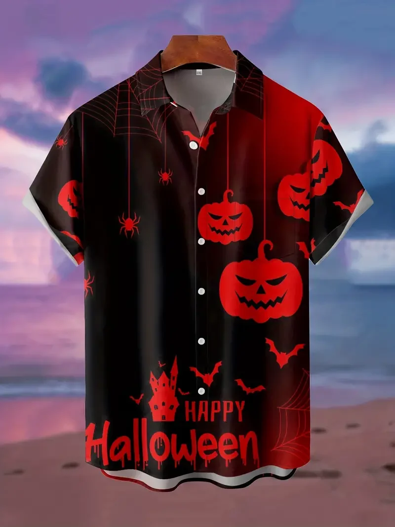 Men's Retro Halloween Fashion Short Sleeve Shirt