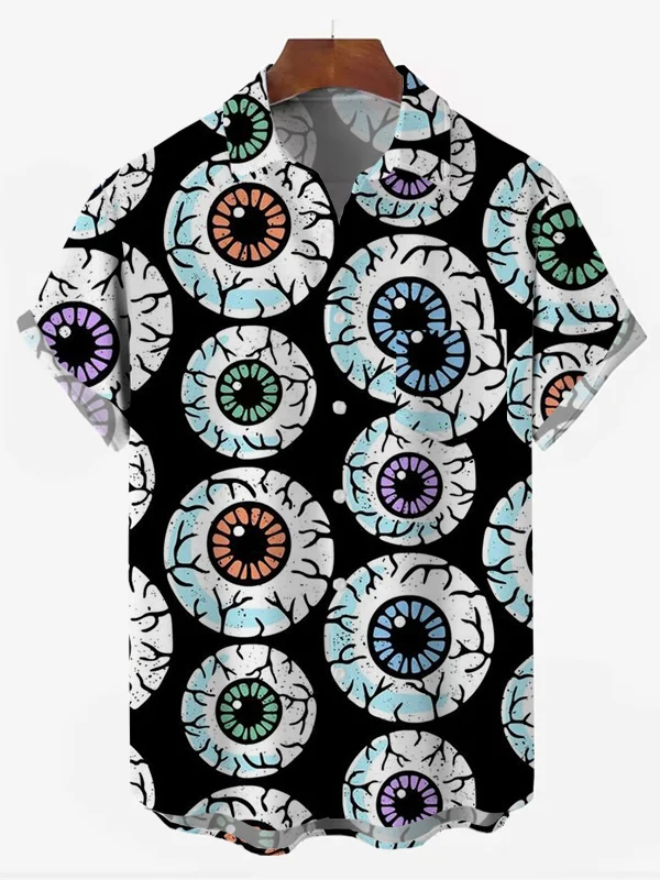 Men's eyeball print resort shirt